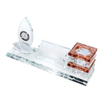 Kent Crystal Leaf Clock with Card and Brown Pen Holder