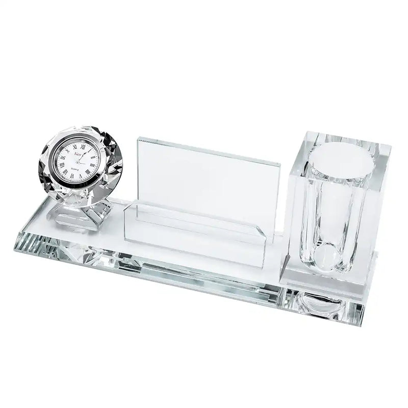 Kent Crystal Diamond Clock - With Card and Pen Holder