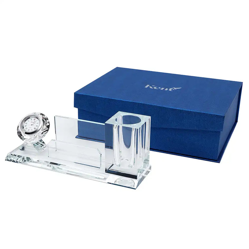 Kent Crystal Diamond Clock - With Card and Pen Holder