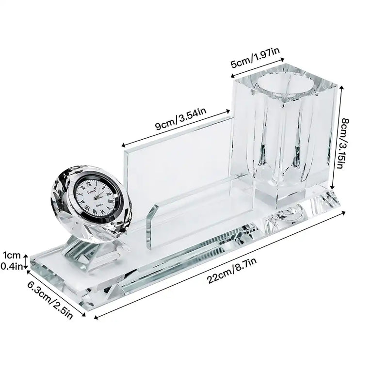 Kent Crystal Diamond Clock - With Card and Pen Holder